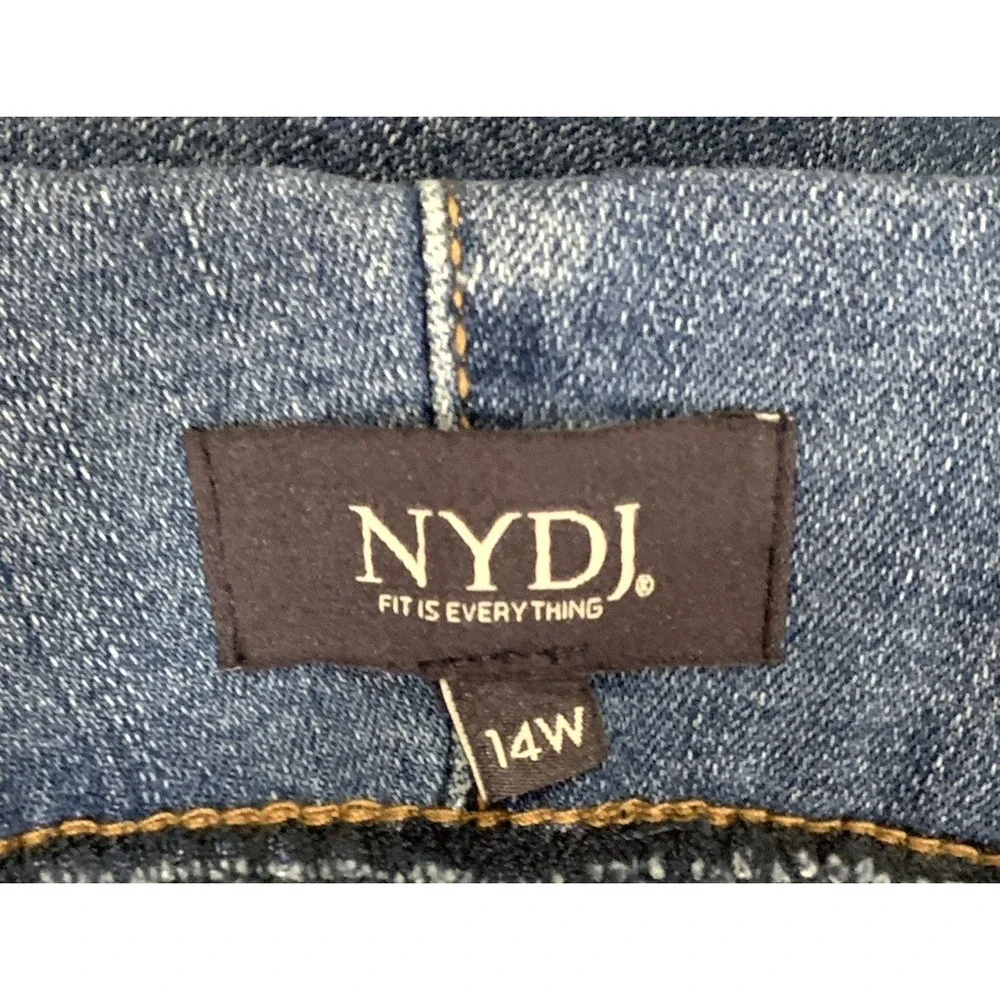 NYDJ Jeans Womens 14W Blue 37.5X32 Pull On Stretch Wide Leg High Rise Denim - Picture 7 of 9